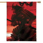 Red Sunset Samurai Print House Flag
