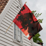 Red Sunset Samurai Print House Flag