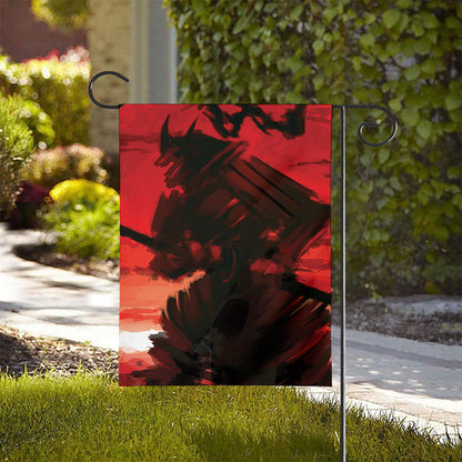 Red Sunset Samurai Print House Flag