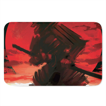 Red Sunset Samurai Print Indoor Door Mat