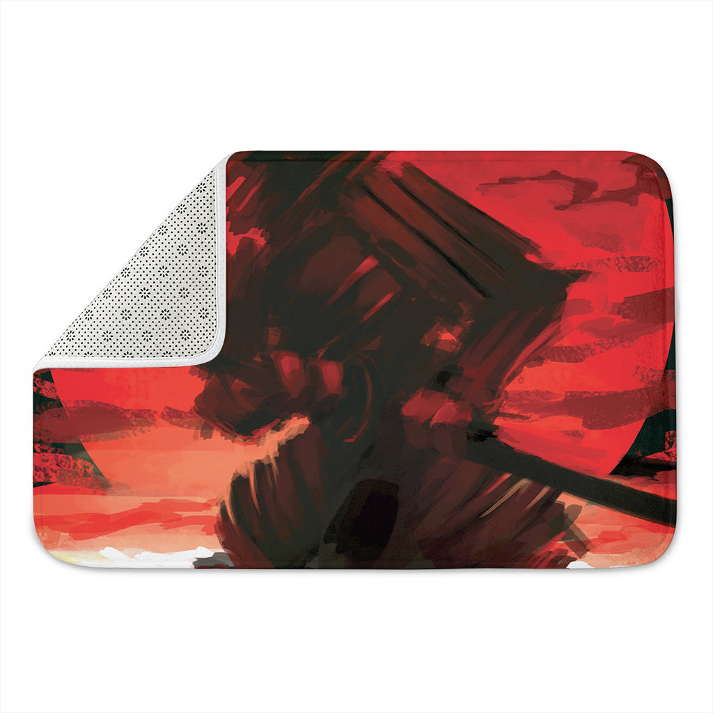 Red Sunset Samurai Print Indoor Door Mat
