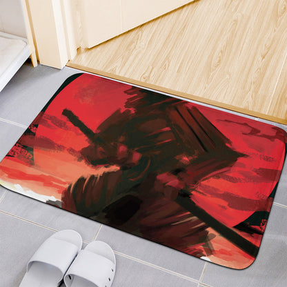 Red Sunset Samurai Print Indoor Door Mat