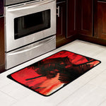 Red Sunset Samurai Print Kitchen Mat