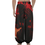 Red Sunset Samurai Print Lantern Pants