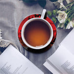 Red Sunset Samurai Print Leather Coaster Set