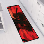 Red Sunset Samurai Print Long Kitchen Mat