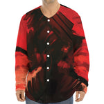 Red Sunset Samurai Print Long Sleeve Baseball Jersey