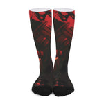 Red Sunset Samurai Print Long Socks