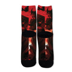 Red Sunset Samurai Print Long Socks
