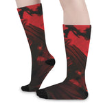 Red Sunset Samurai Print Long Socks