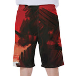Red Sunset Samurai Print Men's Beach Shorts
