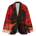 Red Sunset Samurai Print Men's Blazer