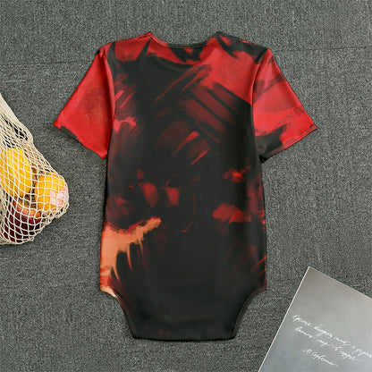 Red Sunset Samurai Print Men's Bodysuit