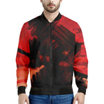 Red Sunset Samurai Print Men's Bomber Jacket