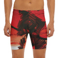 Red Sunset Samurai Print Men's Long Boxer Briefs