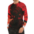 Red Sunset Samurai Print Men's Long Sleeve Rash Guard