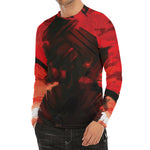 Red Sunset Samurai Print Men's Long Sleeve Rash Guard