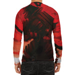 Red Sunset Samurai Print Men's Long Sleeve Rash Guard