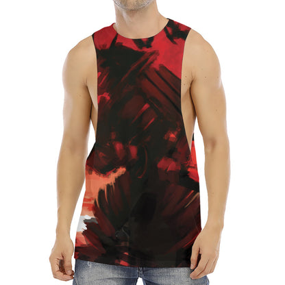 Red Sunset Samurai Print Men's Muscle Tank Top