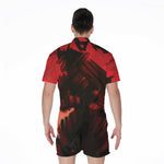 Red Sunset Samurai Print Men's Rompers