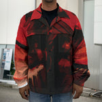 Red Sunset Samurai Print Men's Shirt Jacket