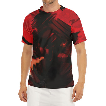 Red Sunset Samurai Print Men's Short Sleeve Rash Guard