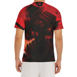 Red Sunset Samurai Print Men's Short Sleeve Rash Guard