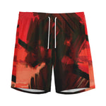 Red Sunset Samurai Print Men's Sports Shorts