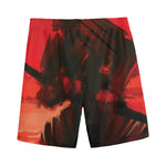 Red Sunset Samurai Print Men's Sports Shorts