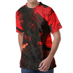 Red Sunset Samurai Print Men's Velvet T-Shirt