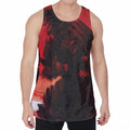 Red Sunset Samurai Print Men's Velvet Tank Top