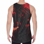 Red Sunset Samurai Print Men's Velvet Tank Top