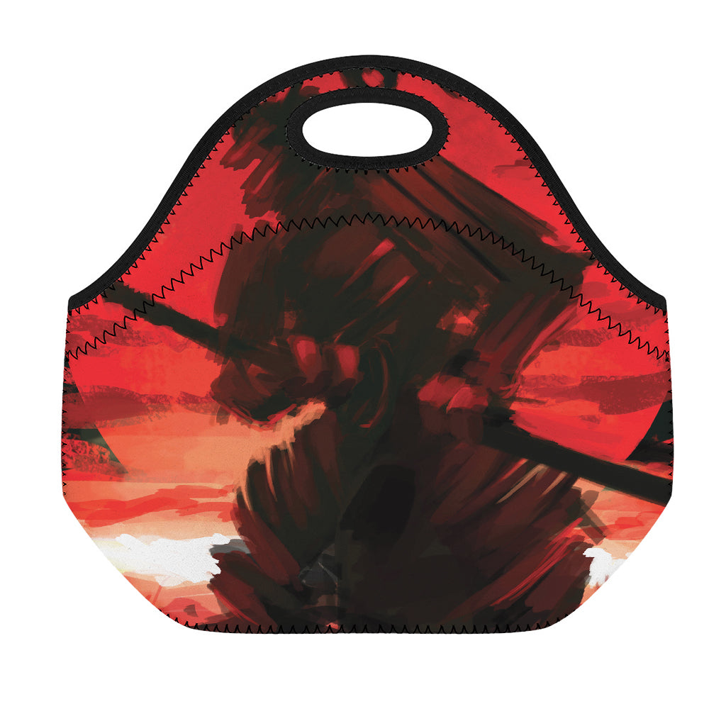 Red Sunset Samurai Print Neoprene Lunch Bag