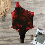 Red Sunset Samurai Print One Shoulder Bodysuit