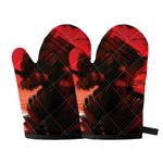 Red Sunset Samurai Print Oven Mitts