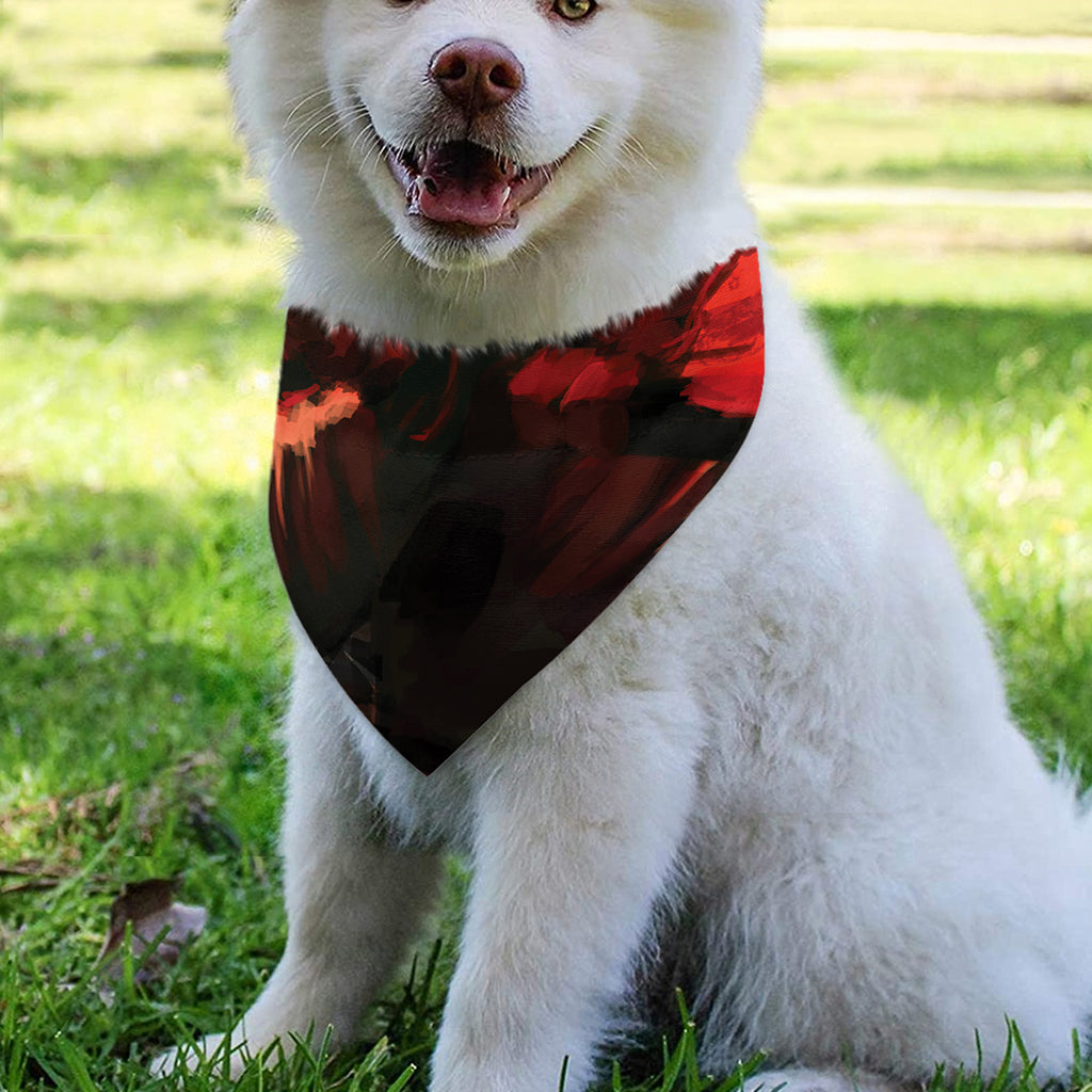 Red Sunset Samurai Print Over The Collar Dog Bandana