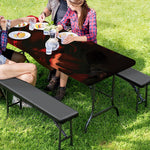 Red Sunset Samurai Print Picnic Table Cover