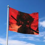 Red Sunset Samurai Print Polyester Flag