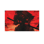 Red Sunset Samurai Print Polyester Flag