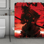 Red Sunset Samurai Print Polyester Shower Curtain