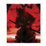 Red Sunset Samurai Print Polyester Shower Curtain