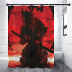 Red Sunset Samurai Print Premium Shower Curtain