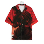 Red Sunset Samurai Print Rayon Hawaiian Shirt