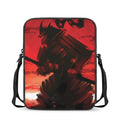 Red Sunset Samurai Print Rectangular Crossbody Bag