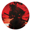 Red Sunset Samurai Print Round Blanket