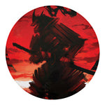 Red Sunset Samurai Print Round Blanket