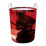 Red Sunset Samurai Print Round Laundry Basket