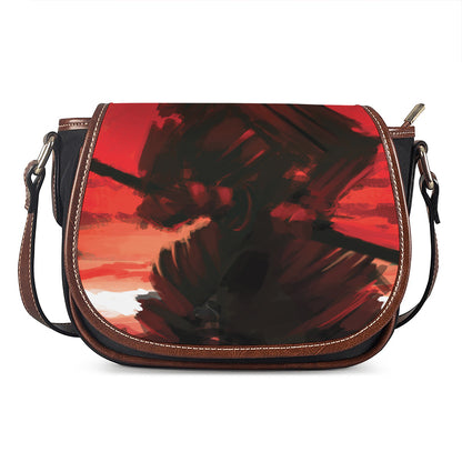 Red Sunset Samurai Print Saddle Bag