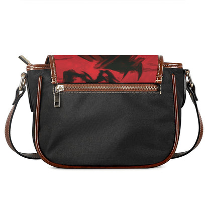 Red Sunset Samurai Print Saddle Bag