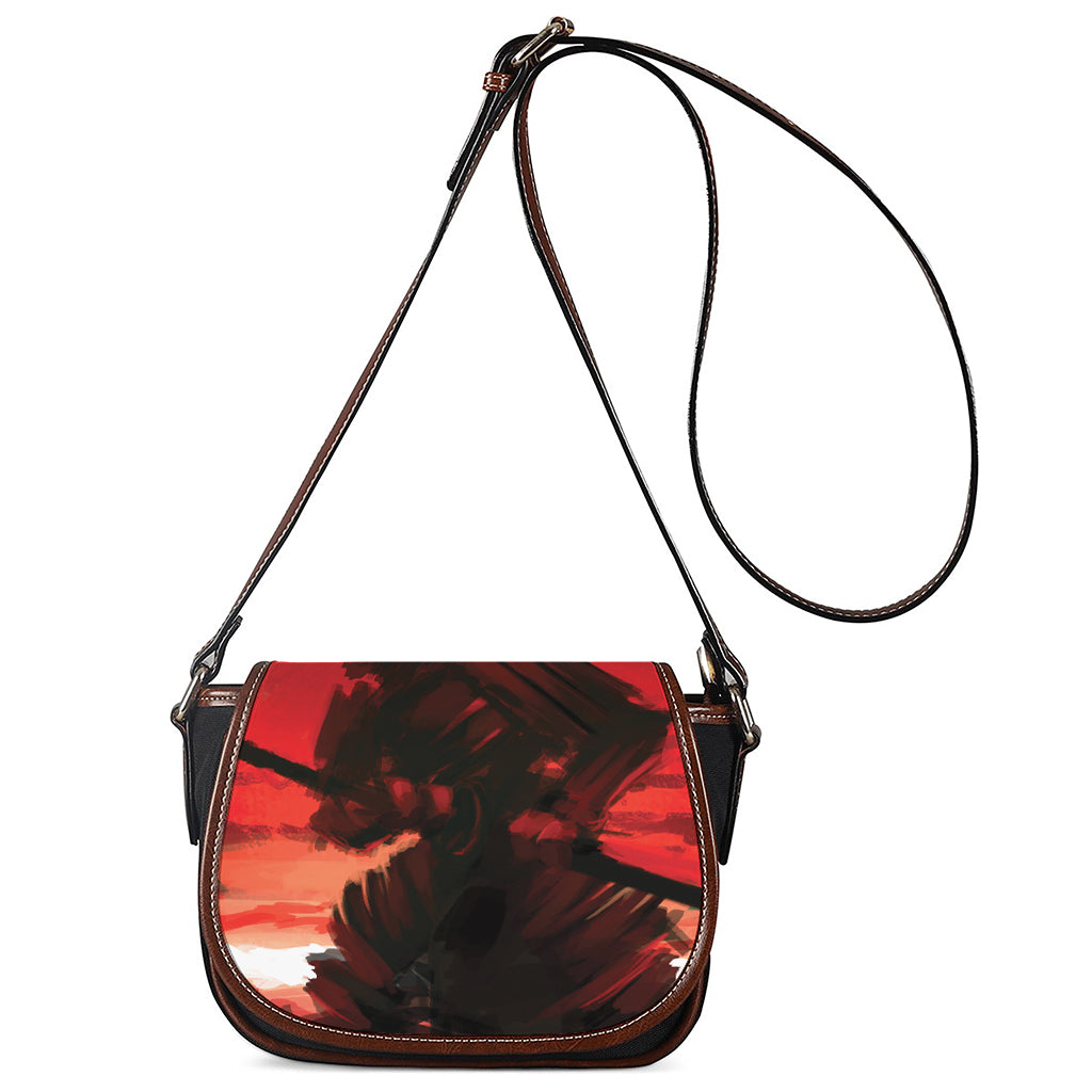 Red Sunset Samurai Print Saddle Bag